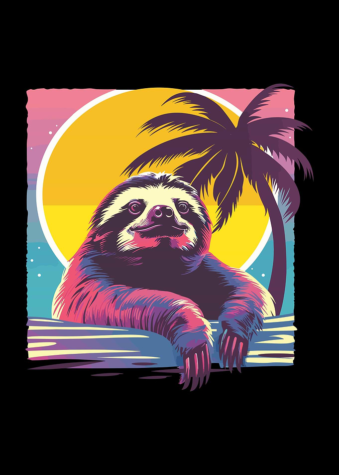 Retro Sunset Sloth