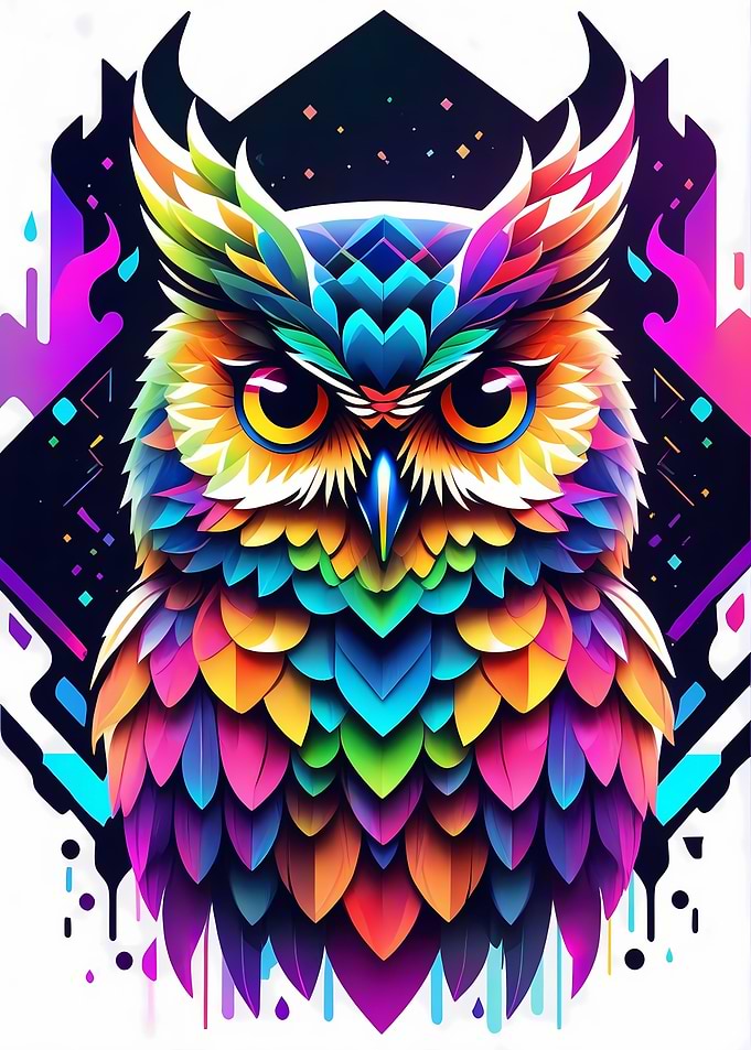 Geometric Color Owl