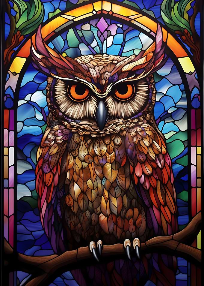 Owl Stained Glass