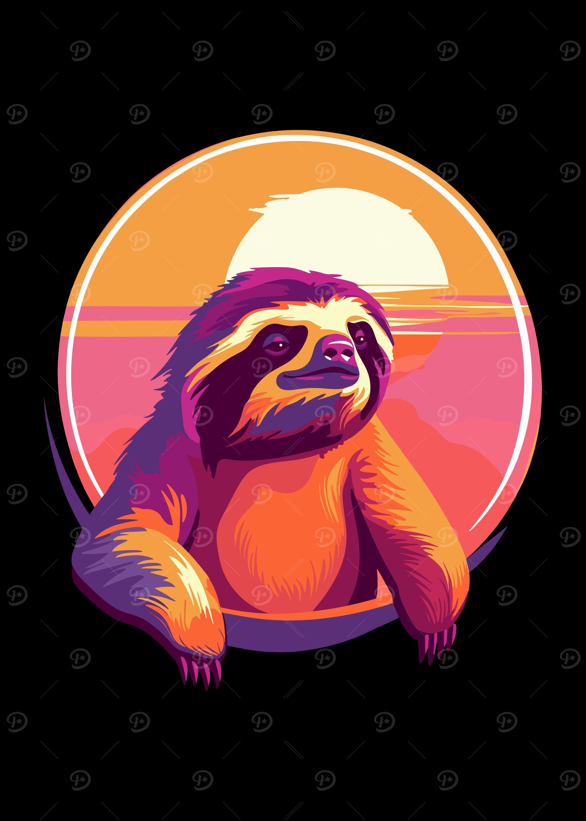 Retro Sunset Sloth