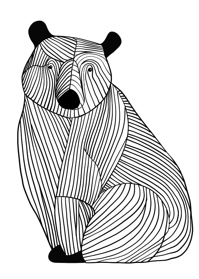 Lines art animal bear