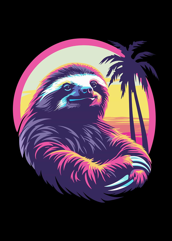 Retro Sunset Sloth