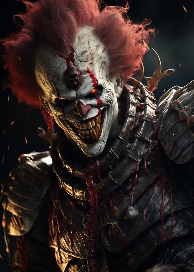 Scary clown from horror