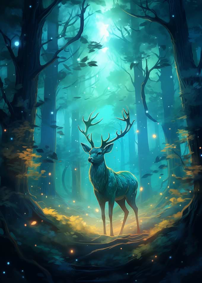 Deer In Forest Mysterious