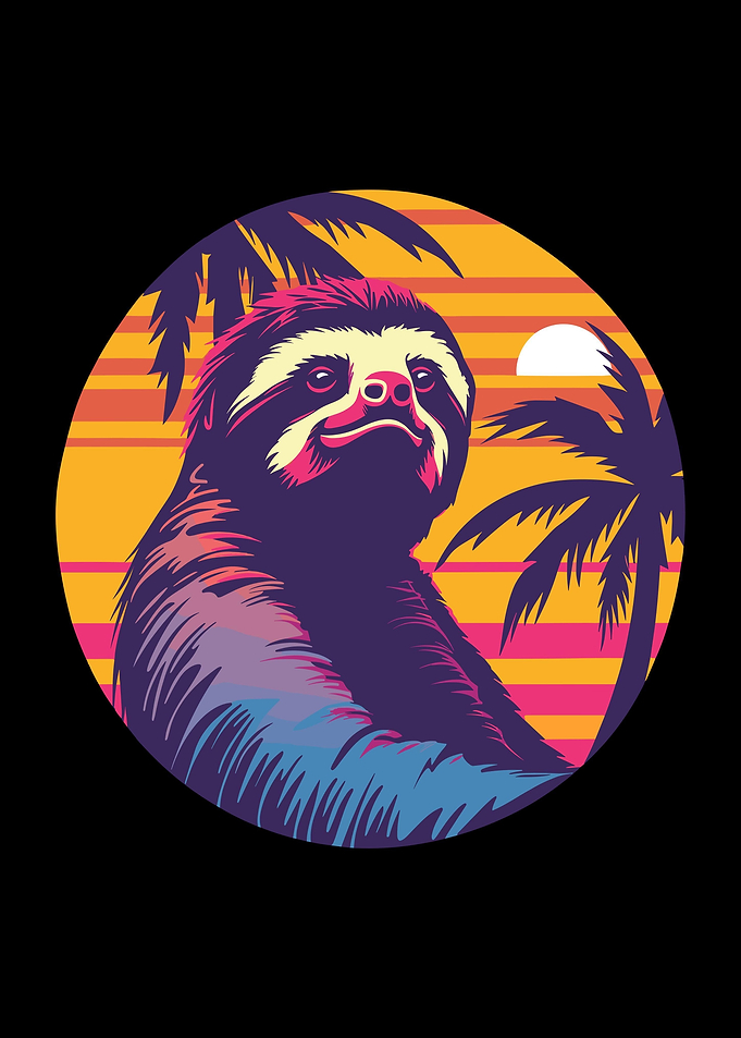 Retro Sunset Sloth