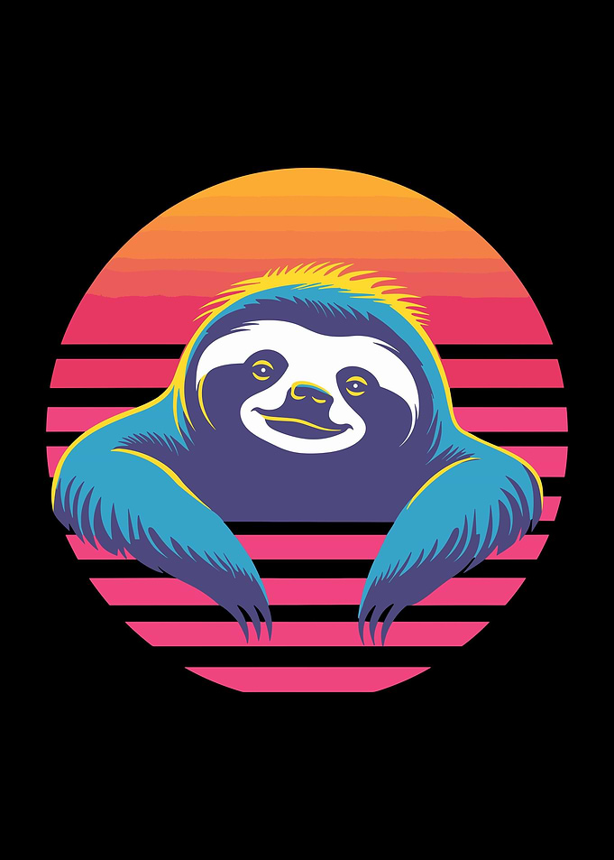 Retro Sunset Sloth