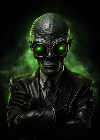 Green alien gangster