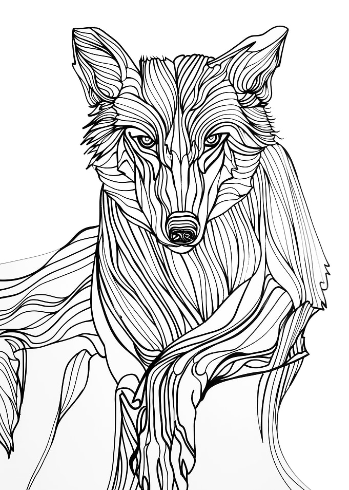 Lines art animal wolf