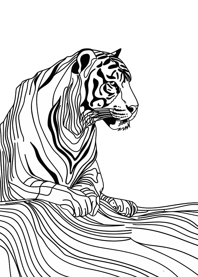 Lines art animal tiger
