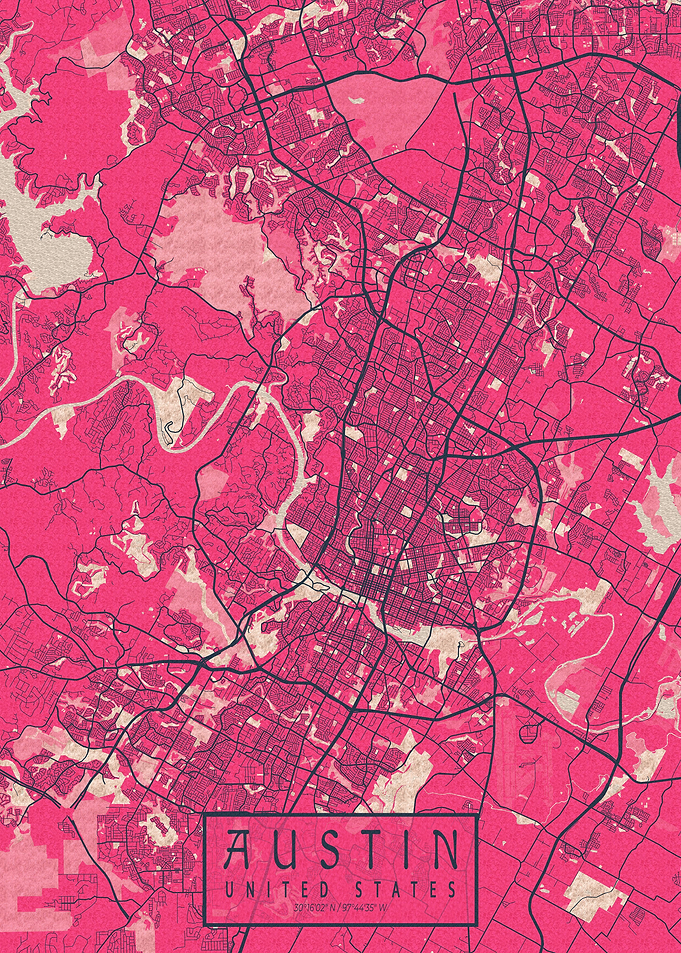 Austin City Map USA Blosso