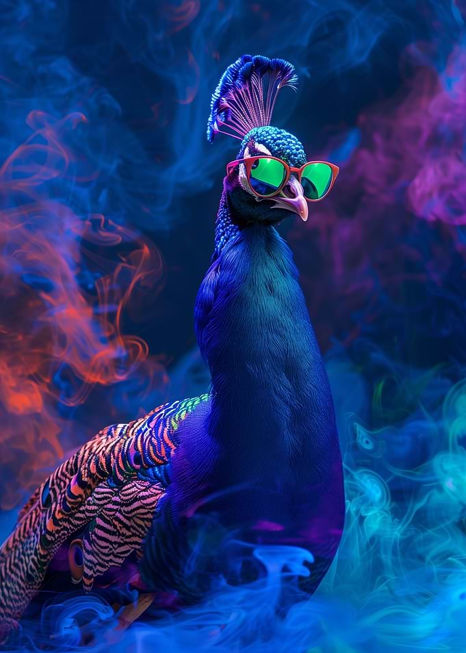 Peacock In Colorful Paint
