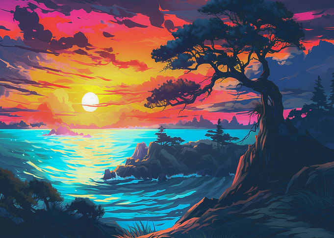 Sunset Beach Cliff Art