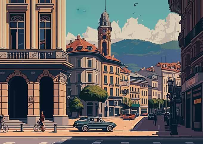 Geneva City Pixel Art