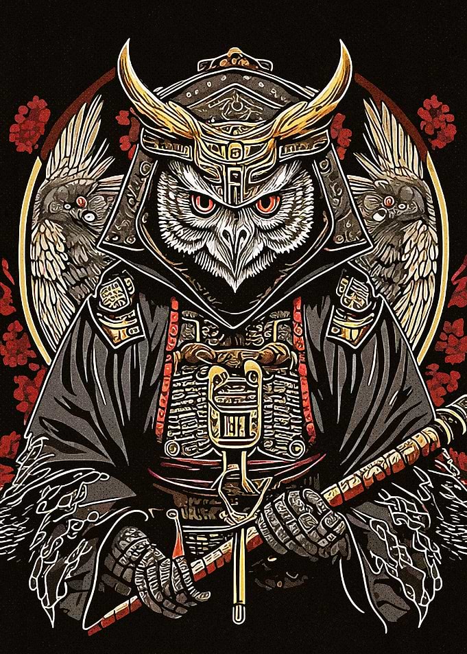 Owl Samurai Drawing