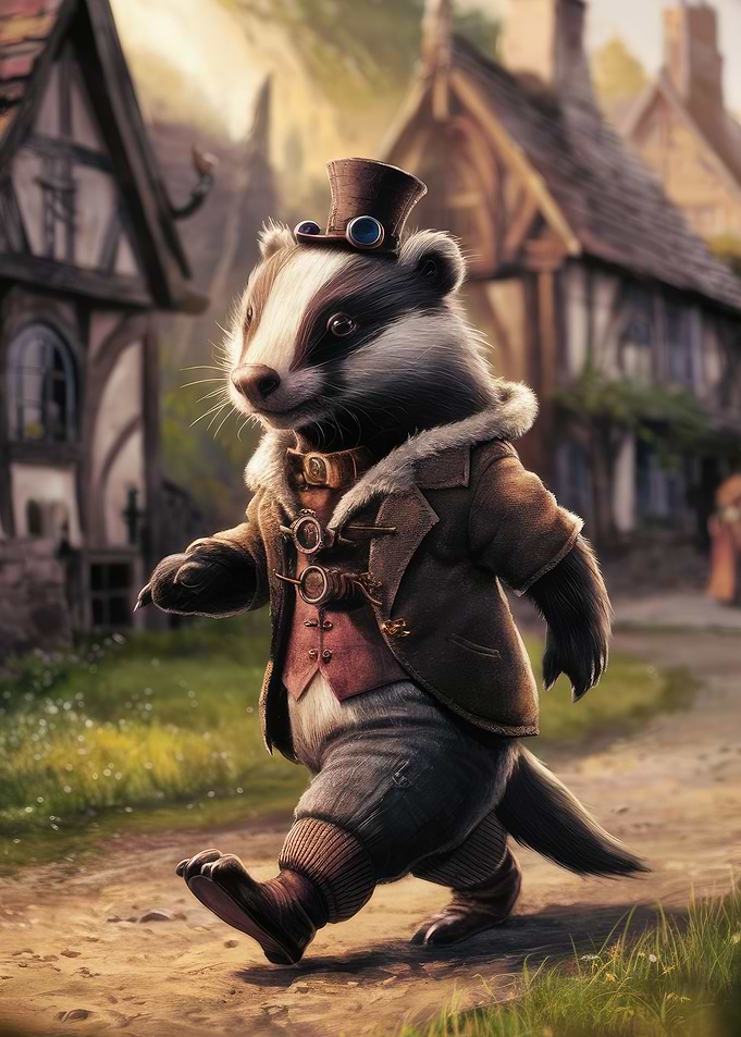 Cute Chibi Steampunk Badger