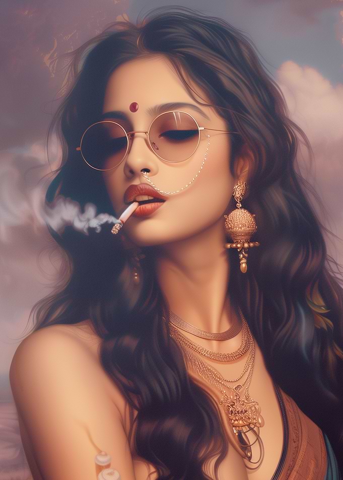 indian woman smoking