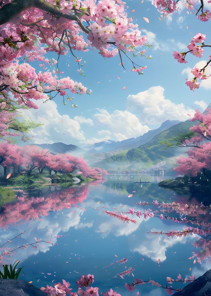 Cherry Blossom Sakura Lake
