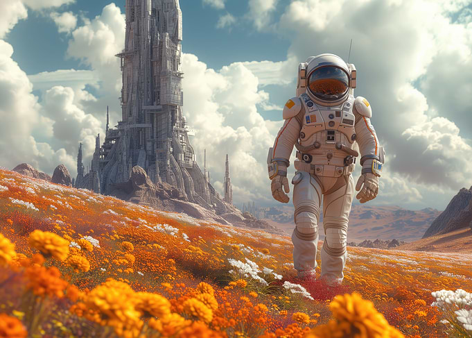 Astronaut and planet