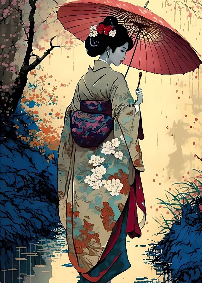 Girl Japanese umbrella