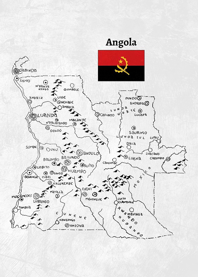 Handdrawn Angola Map