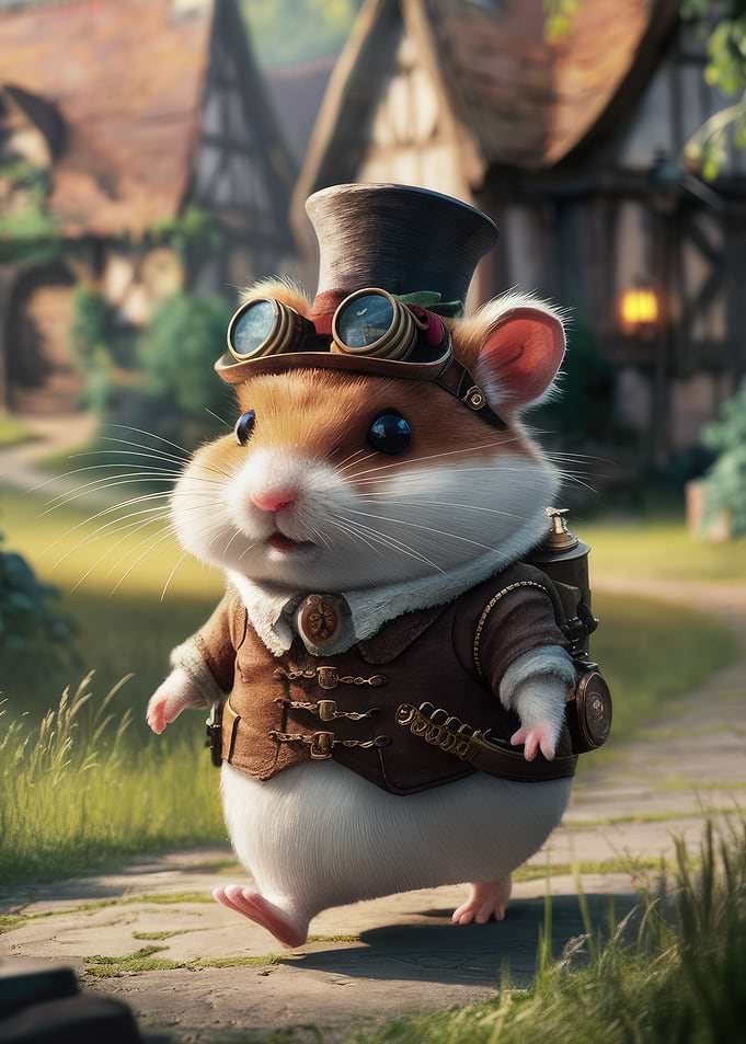 Cute Chibi Steampunk Hamster