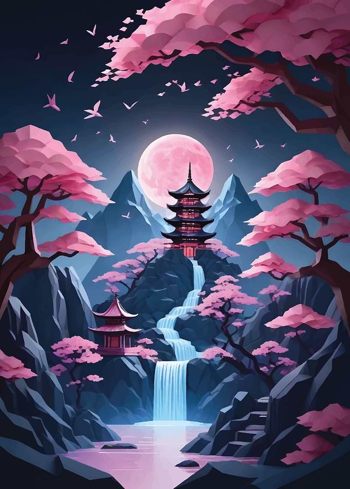 Landscape cherry blossom