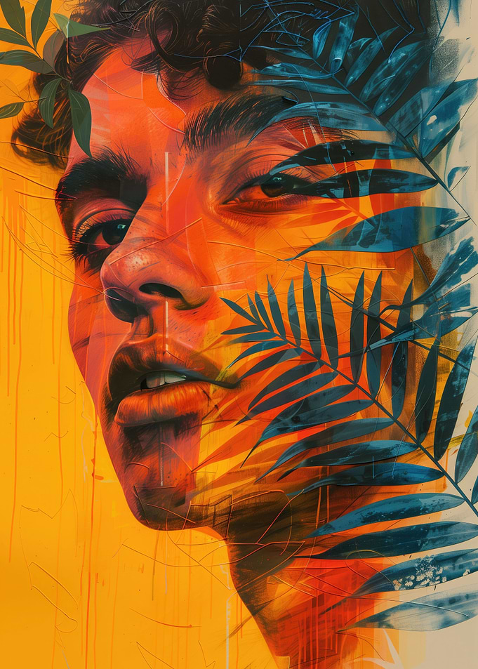 Poster collage with face