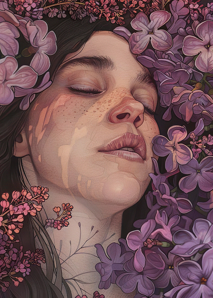 Art Nouveau Flower Woman