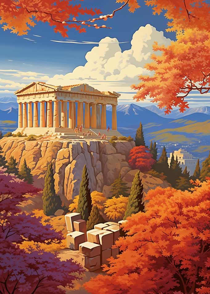 Athens Travel Poster