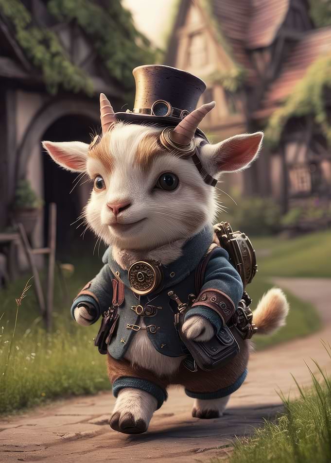 Cute Chibi Steampunk Goat