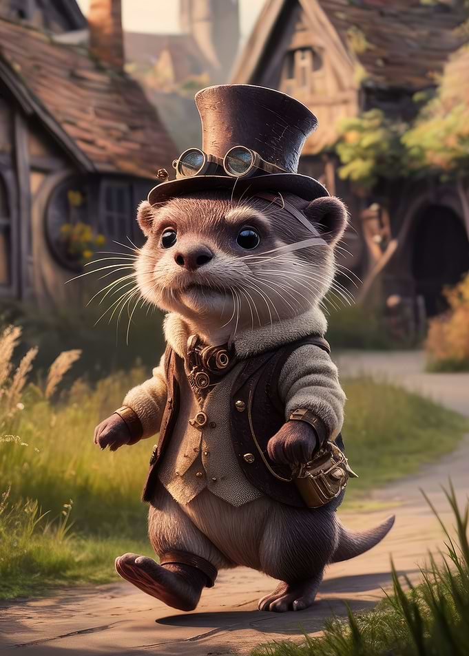 Cute Chibi Steampunk Otter