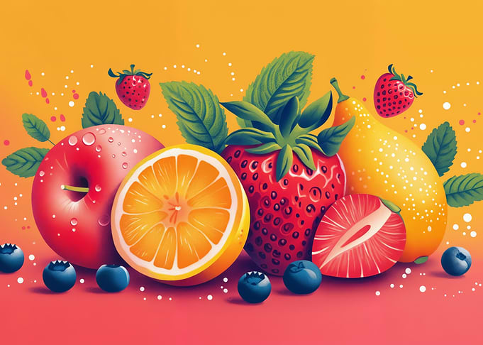 Tasty fruits and berries