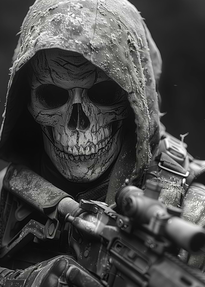 Ghost soldier Black White