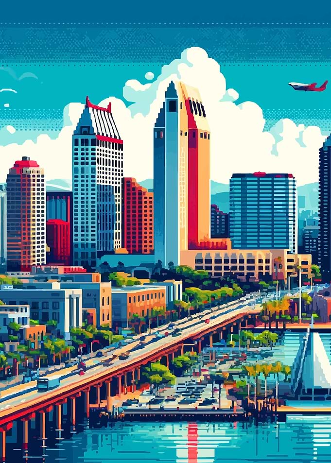 San Diego Pixel Cityscape