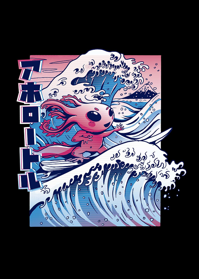 Lustiges Axolotl Surfen