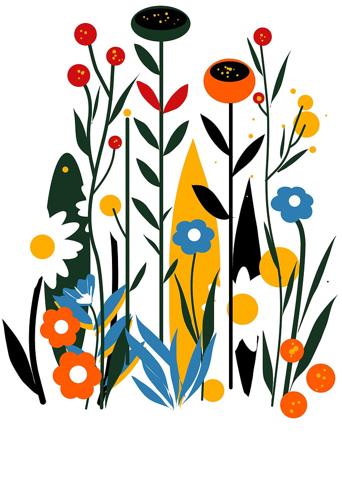 Mid century flowers field