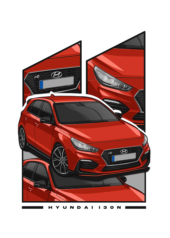 hyundai i30n red poster