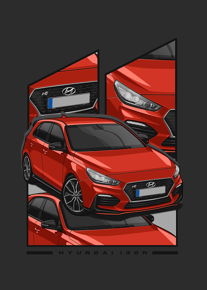 hyundai i30n red poster