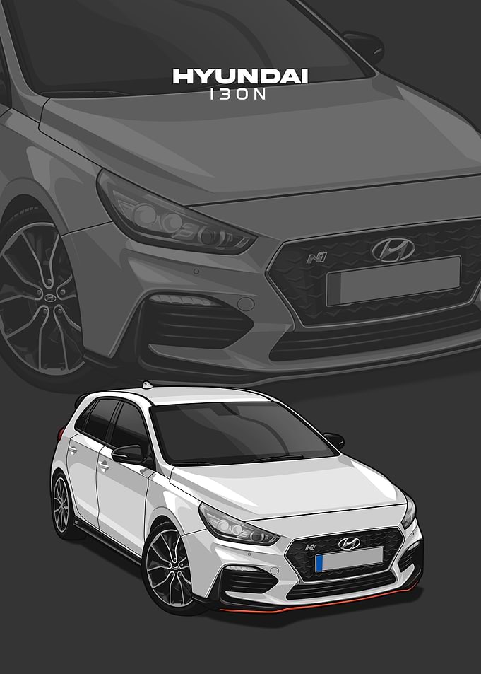hyundai i30n white poster
