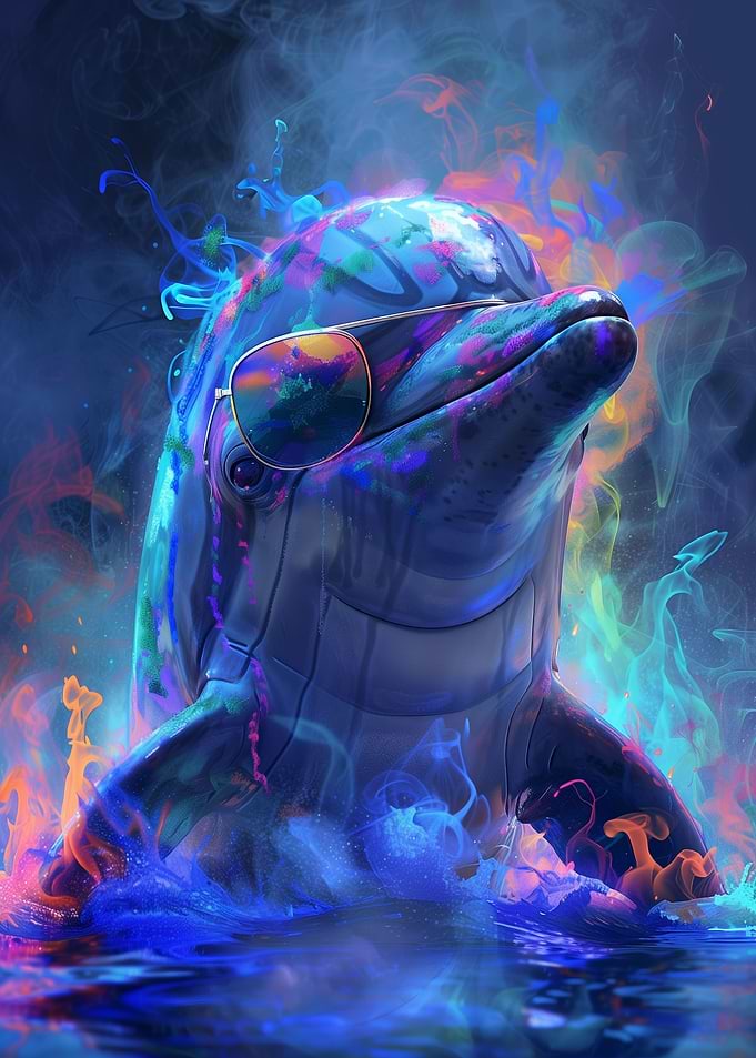 Dolphin In Colorful Paint