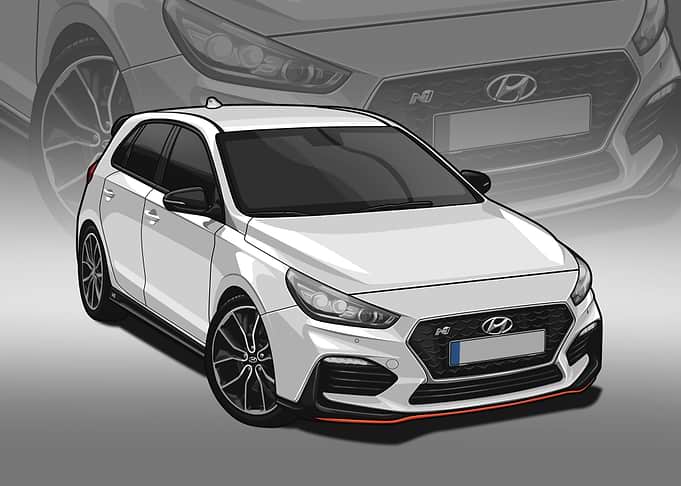hyundai i30n white poster
