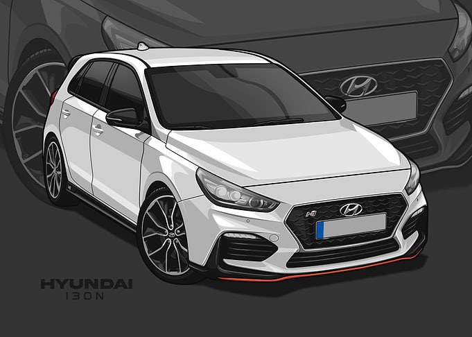 hyundai i30n white poster