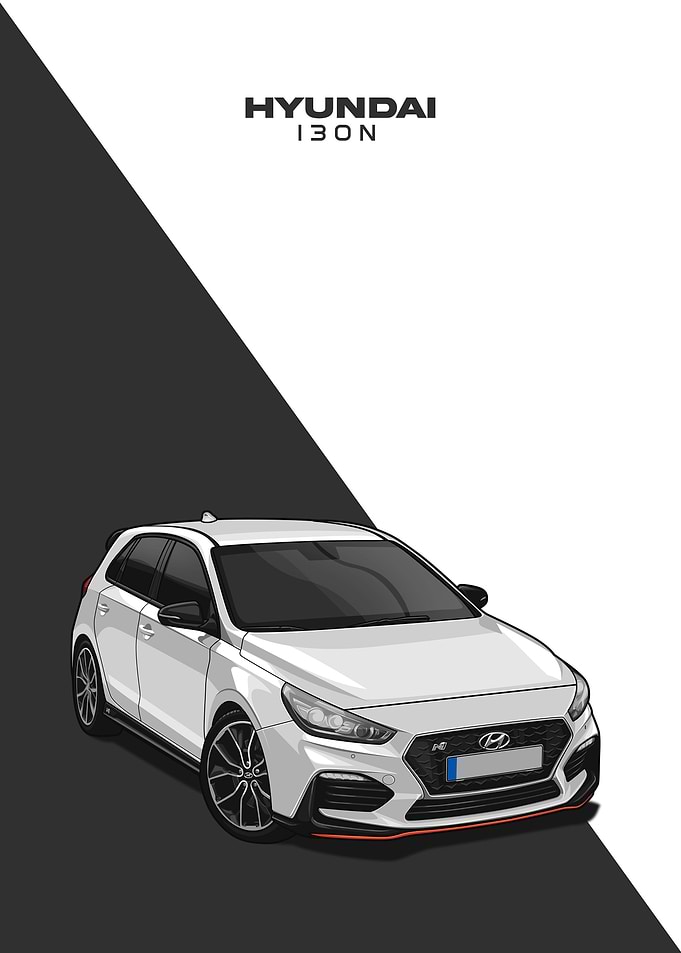 hyundai i30n white poster