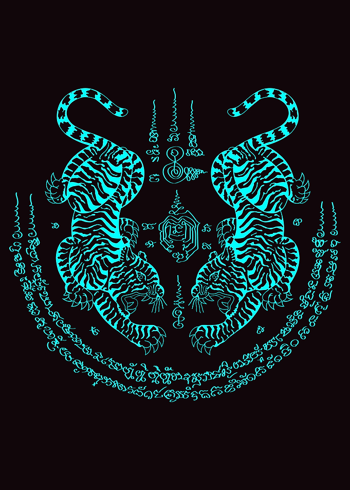 Sak Yant Tigers Neon Blue