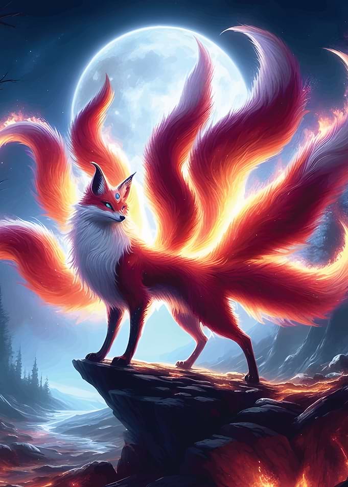 Chinese Kitsune Moonlight