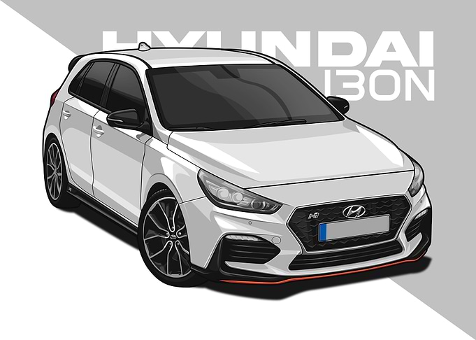 hyundai i30n white poster