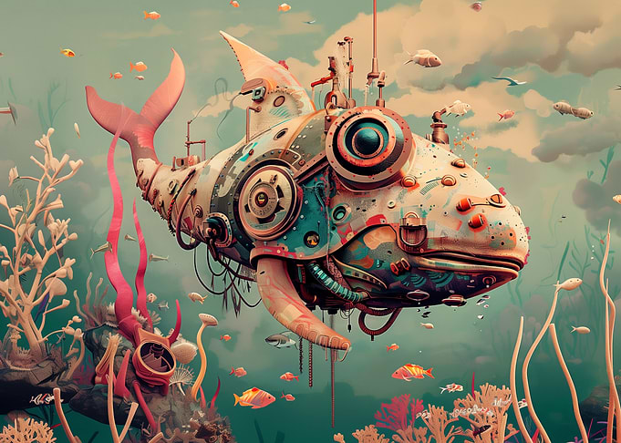 Vintage robotic whale