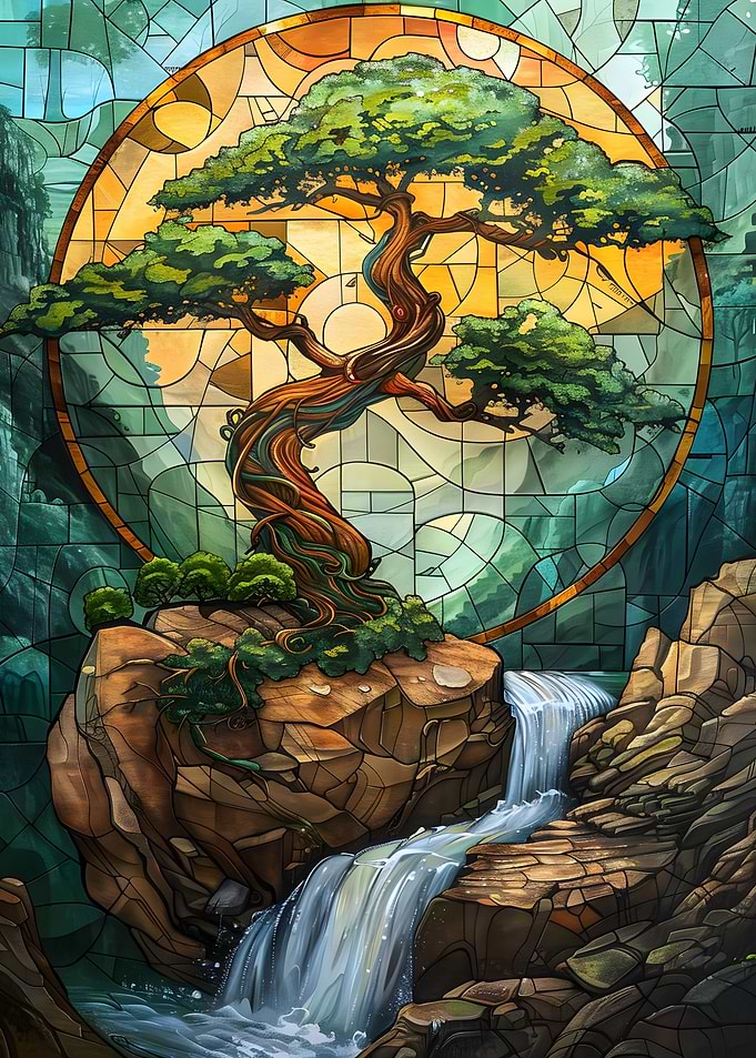 Bonsai stained glass art