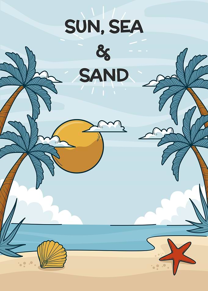 Sun Sea Sand Cartoon