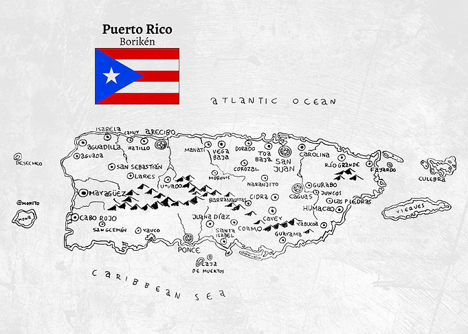 Handdrawn Puerto Rico Map
